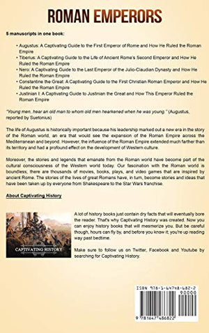 Roman Emperors: A Captivating Guide to Augustus, Tiberius, Nero, Constantine the Great, and Justinian I,Used