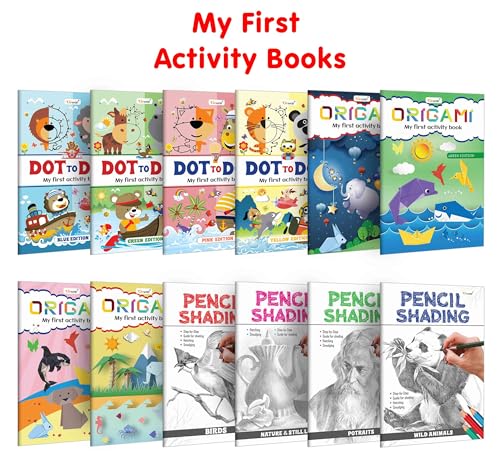 My First Book Essential Activity Book For Children : Kids Activity Book, Activity Book For Preschoolers, Kids Origami Book, Portrait Drawing Book For Children | Pack Of 12 Activity Books