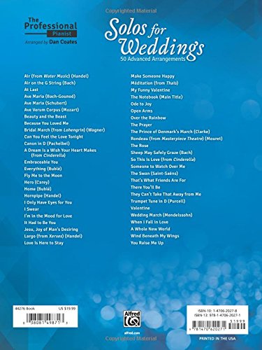 The Professional Pianist  Solos for Weddings: 50 Advanced Arrangements,New