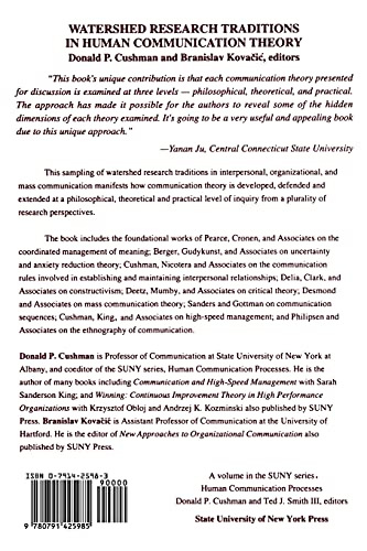 Watershed Research Traditions in Human Communication Theory (Human Communication Processes),Used