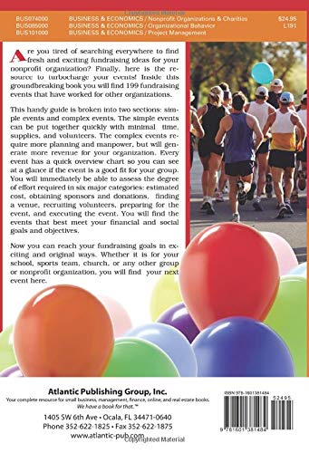199 Fun and Effective Fundraising Events for Nonprofit Organizations,Used
