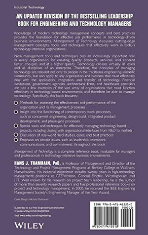 Management of Technology : Managing Effectively in TechnologyIntensive Organizations,Used