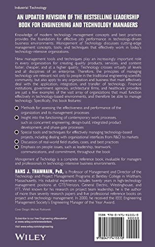Management of Technology : Managing Effectively in TechnologyIntensive Organizations,Used