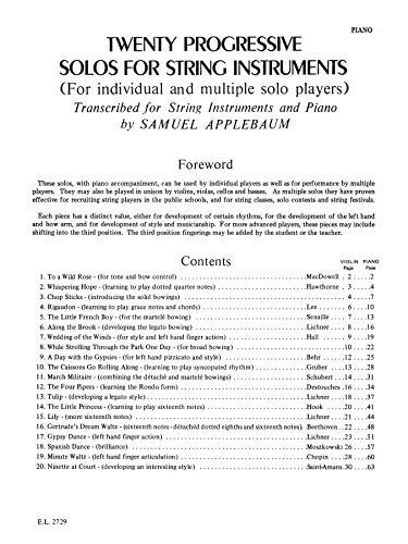 20 Progressive Solos for String Instruments: Piano,Used