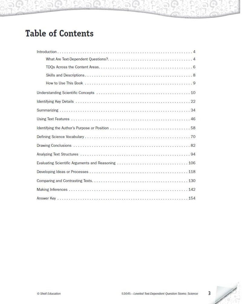 Leveled TextDependent Question Stems: Science,Used