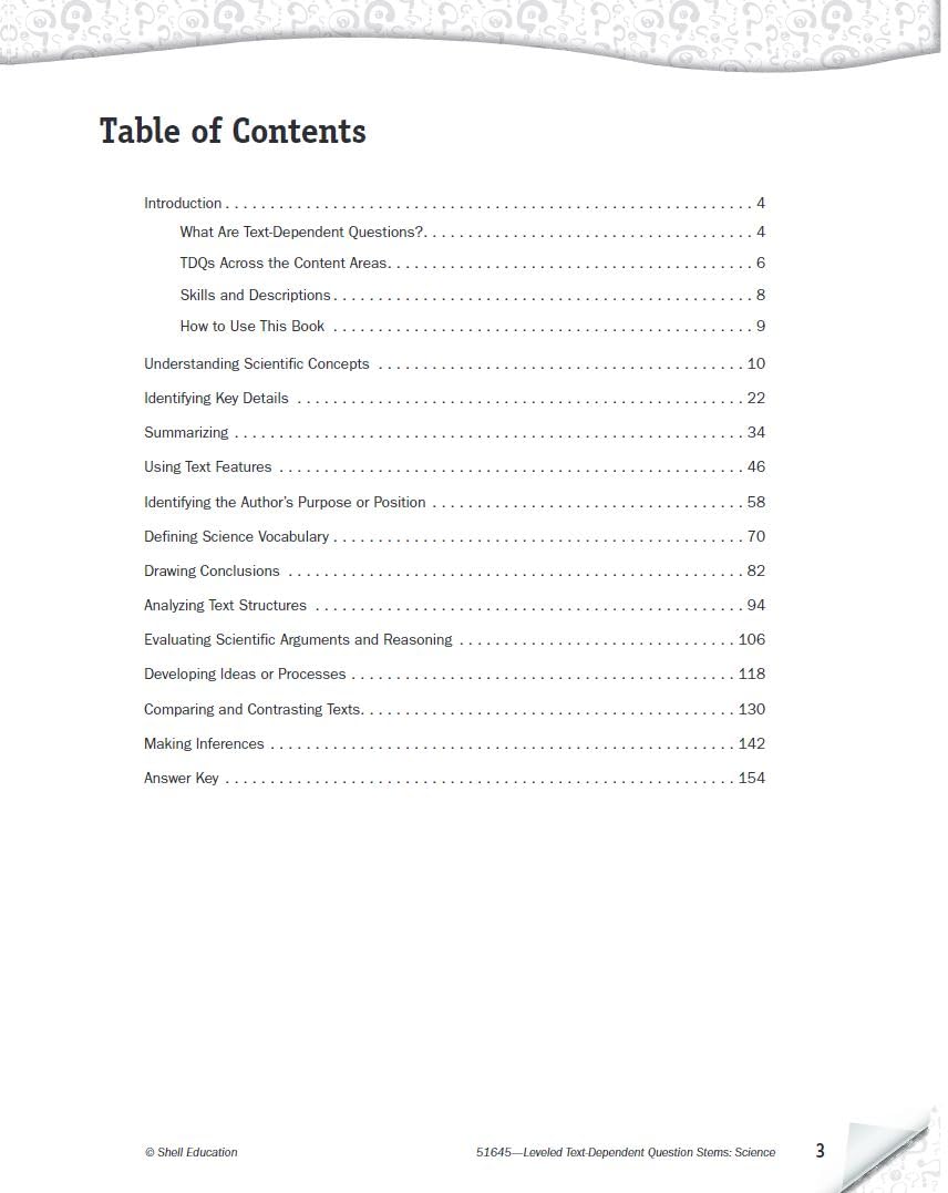 Leveled TextDependent Question Stems: Science,Used