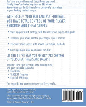 Excel 2010 for Fantasy Football: 8 Steps to Custom Fantasy Football Cheat Sheets with Microsoft Excel 2010,Used