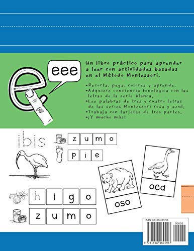 Leer con el M?odo Montessori: Cuaderno de actividades con letras, tarjetas y recortables (Libros de Actividades Montessori en Ca,Used