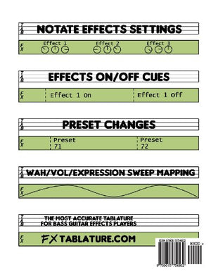 Bass FX Tablature 4String Bass Guitar Effects Tablature 100 Pages,Used