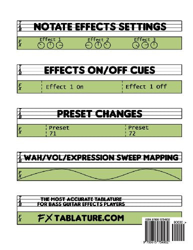 Bass FX Tablature 4String Bass Guitar Effects Tablature 100 Pages,Used