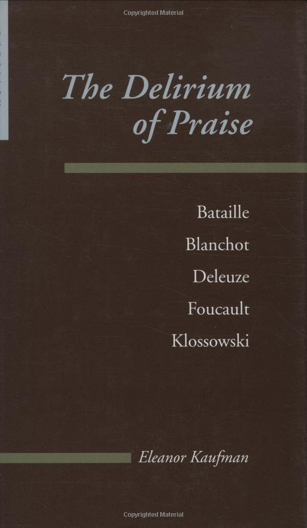 The Delirium Of Praise: Bataille, Blanchot, Deleuze, Foucault, Klossowski (Parallax: Revisions Of Culture And Society)