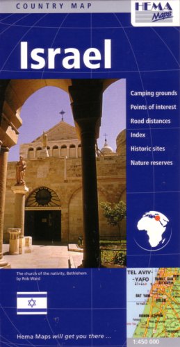 Israel Country Map By Hema (English, French And German Edition),Used
