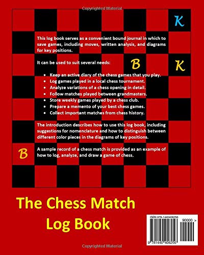 The Chess Match Log Book: Record Moves, Write Analysis, And Draw Key Positions For Up To 50 Games Of Chess,Used