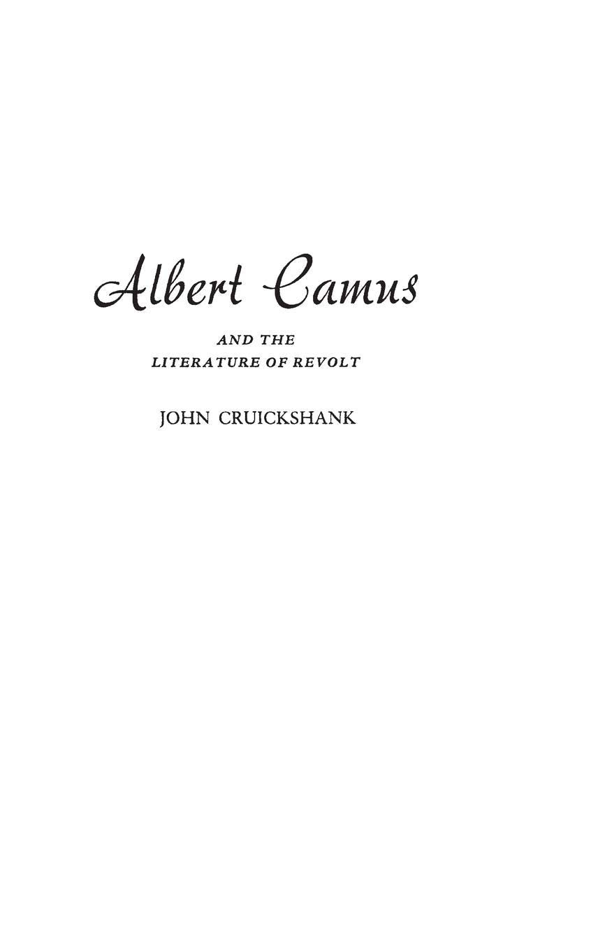 Albert Camus and the Literature of Revolt,Used