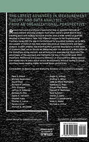 Measuring & Analyzing Behavior in Organizations: Advances in Measurement & Data Analysis,Used