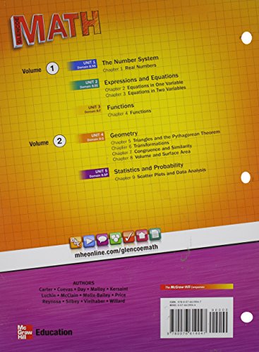 Glencoe Math, Course 3, Student Edition, Volume 2 (Math Applic & Conn Crse),New