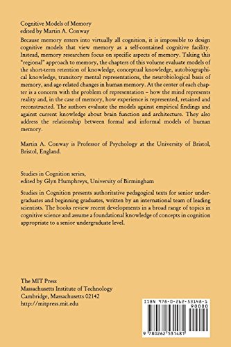 Cognitive Models of Memory (Studies in Cognition) (Studies in Cognition Series),Used