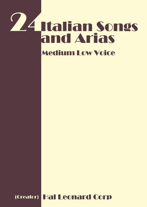 24 Italian Songs And Arias  Medium Low Voice,Used