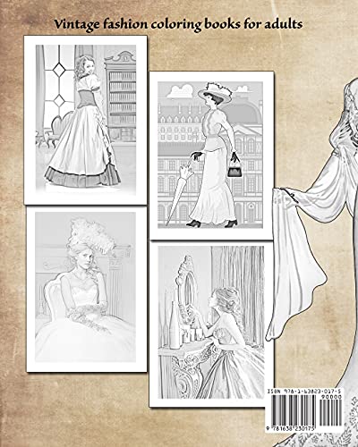 Historical fashion coloring book  vintage grayscale coloring books for adults: Vintage fashion coloring books for adults,Used