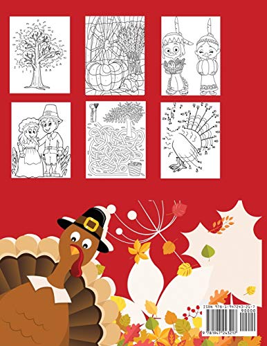 Thanksgiving Coloring Book and Activity Book for Kids: Mazes, Coloring, Dot to Dot Puzzles, Word Search, and More! (Kids Thanksg,Used