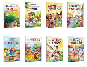 Fox Cubs And The Lion, The First Well, KingS Portrait, The Helping Hands And More - Moral Stories :- Kids Story Books, Fun Learning Story Book For Toddlers | Pack Of 8 Books