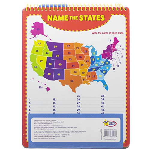 Active Minds  WriteandErase  Wipe Clean Learning Boards Ages 7+  Multiplication, Division, USA States and Capitals,Used