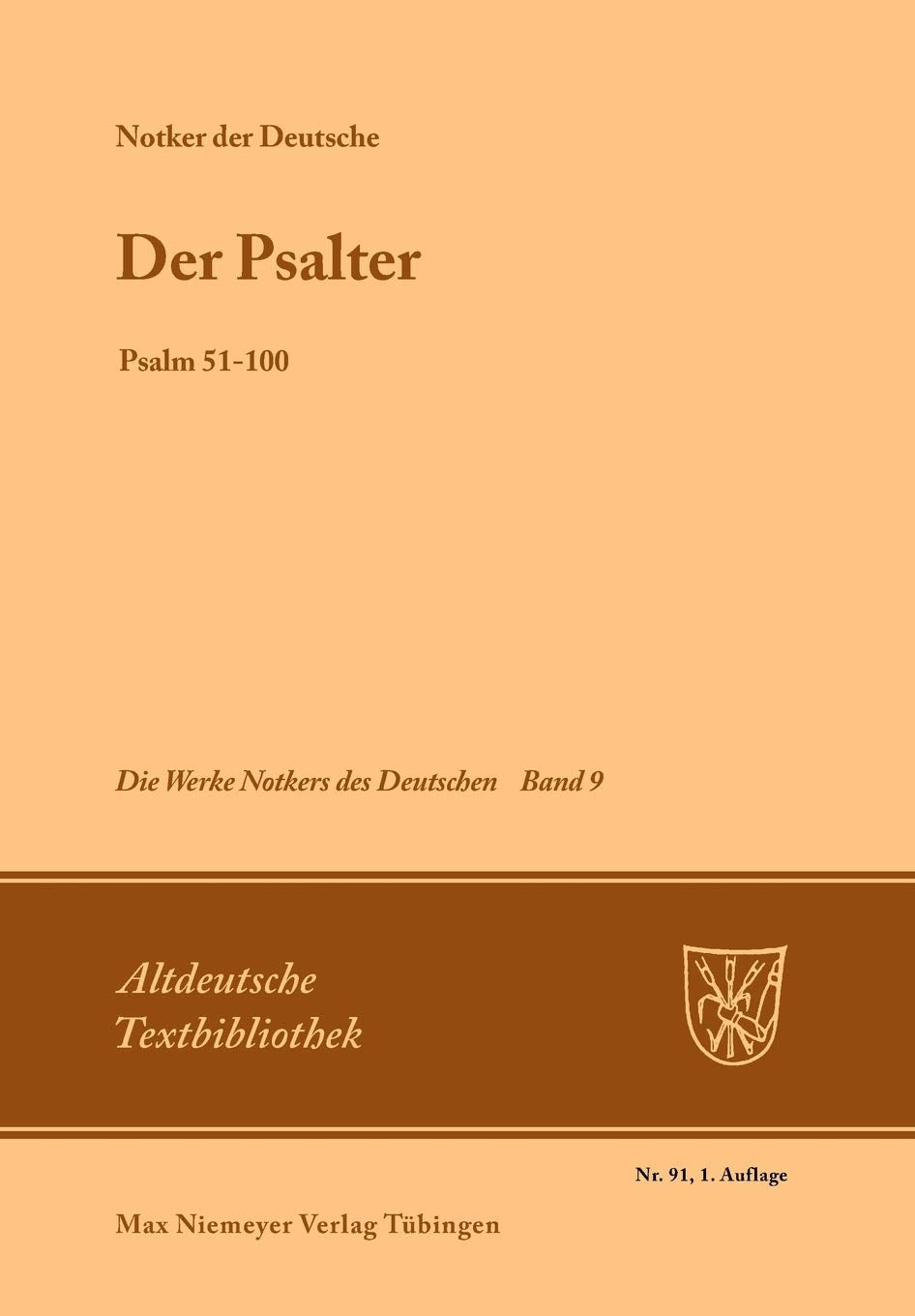 Der Psalter: Psalm 51100 (Altdeutsche Textbibliothek, 91) (German Edition),Used