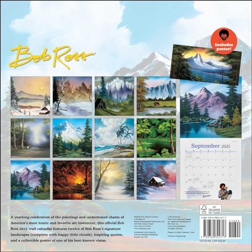 Bob Ross 2025 Wall Calendar,Used