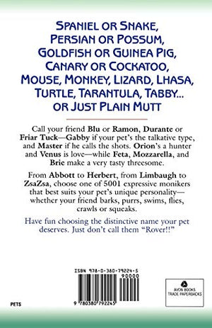Don't Call Me Rover: 5001 Names to Call Your Pet,Used