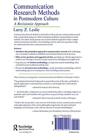 Communication Research Methods in Postmodern Culture,Used