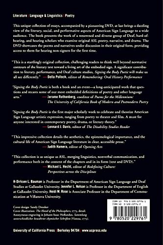 Signing The Body Poetic: Essays On American Sign Language Literature,New