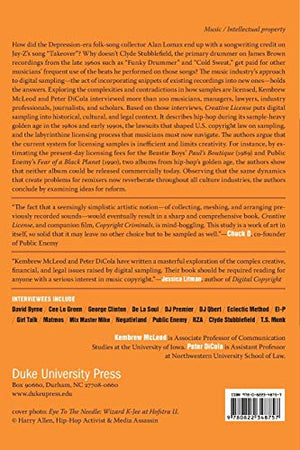 Creative License: The Law And Culture Of Digital Sampling,New