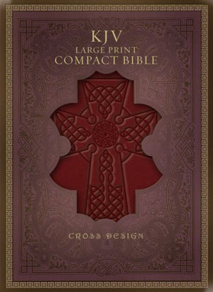 KJV Large Print Compact Bible, Burgundy Cross LeatherTouch,Used