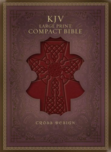 KJV Large Print Compact Bible, Burgundy Cross LeatherTouch,Used