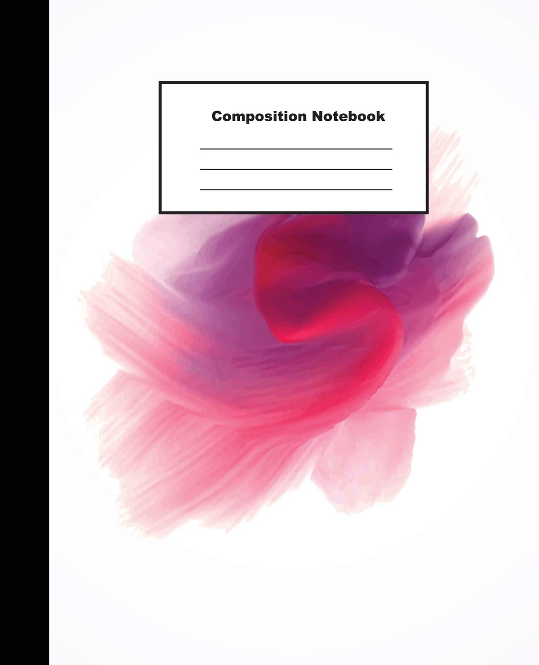 Composition Notebook: Red Purple Hand Drawn Stroke Water Colour Wide Ruled Paper,Used