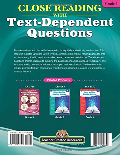 Close Reading Using TextDependent Questions: Grade 6,Used