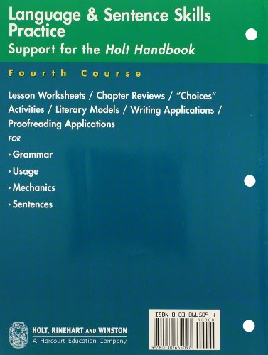 Literature And Language Arts, Grade 10 Language Skills Practice: Holt Literature And Language Arts California,Used