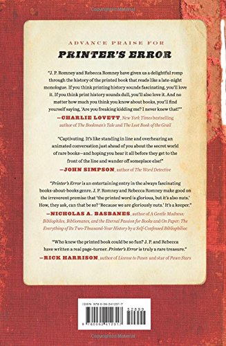 Printer's Error: Irreverent Stories from Book History,Used