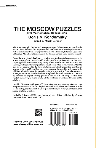 The Moscow Puzzles: 359 Mathematical Recreations (Dover Math Games & Puzzles),New