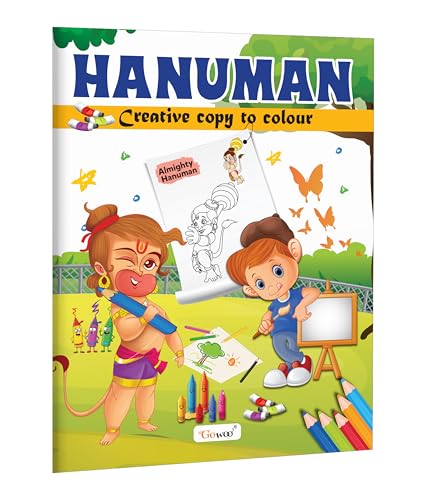 Hanuman-Creative Copy To Colour : Educational Coloring Book For Kids, Interactive Coloring Book For Toddlers, Simple Coloring Book For Kids, Preschool Coloring Book For Beginners