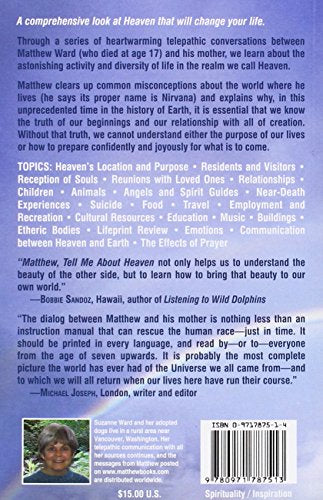 Matthew, Tell Me About Heaven: A Firsthand Description Of The Afterlife,New