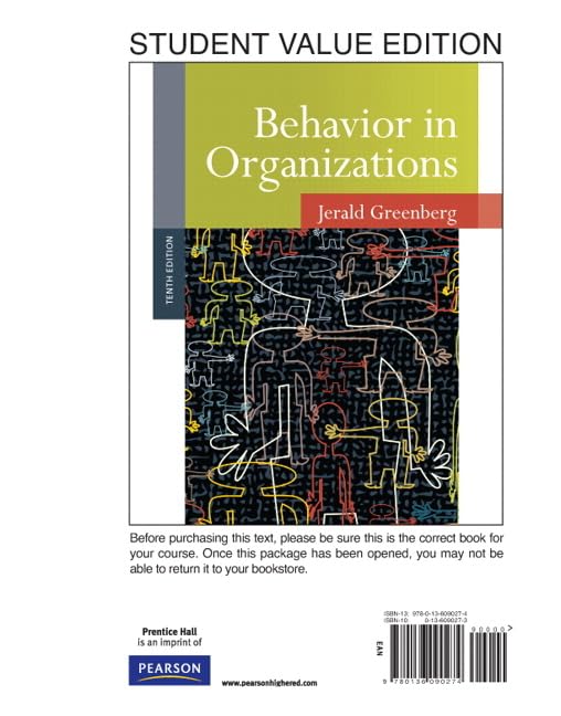 Behavior in Organizations, Student Value Edition,New