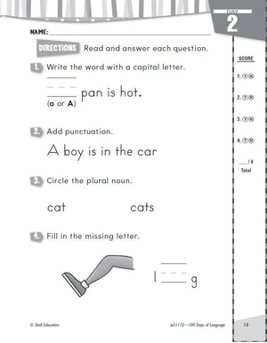 Shell Education 180 Days of Language for Kindergarten (180 Days of Practice),Used