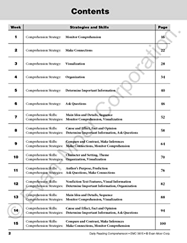 Evanmoor Daily Reading Comprehension, Grade 5  Homeschooling & Classroom Resource Workbook, Reproducible Worksheets, Teaching