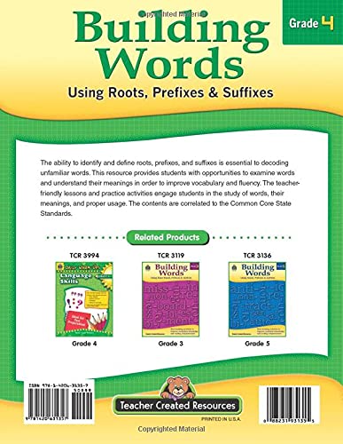 Building Words: Using Roots, Prefixes and Suffixes Gr 4: Using Roots, Prefixes and Suffixes Gr 4,Used