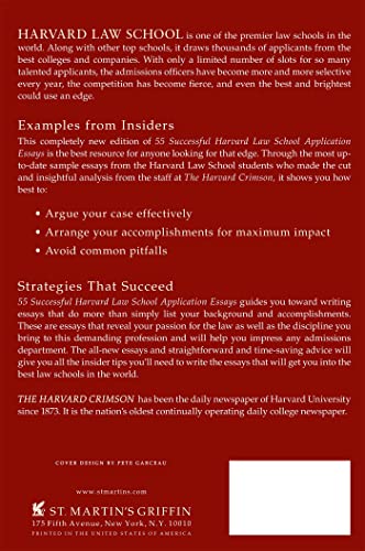 55 Successful Harvard Law School Application Essays, 2nd Edition: With Analysis by the Staff of The Harvard Crimson,Used