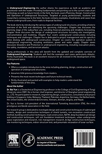 Underground Engineering: Planning, Design, Construction and Operation of the Underground Space,Used