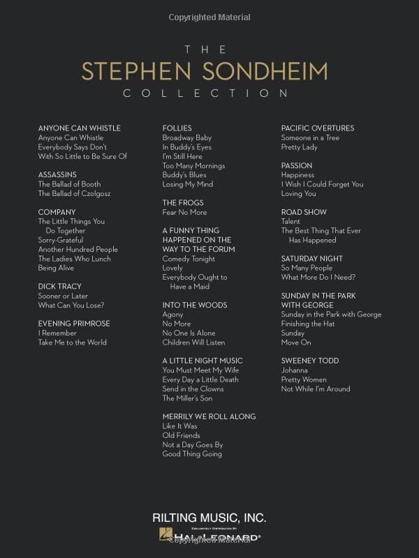 The Stephen Sondheim Collection: 52 Songs from 17 Shows and Films,Used