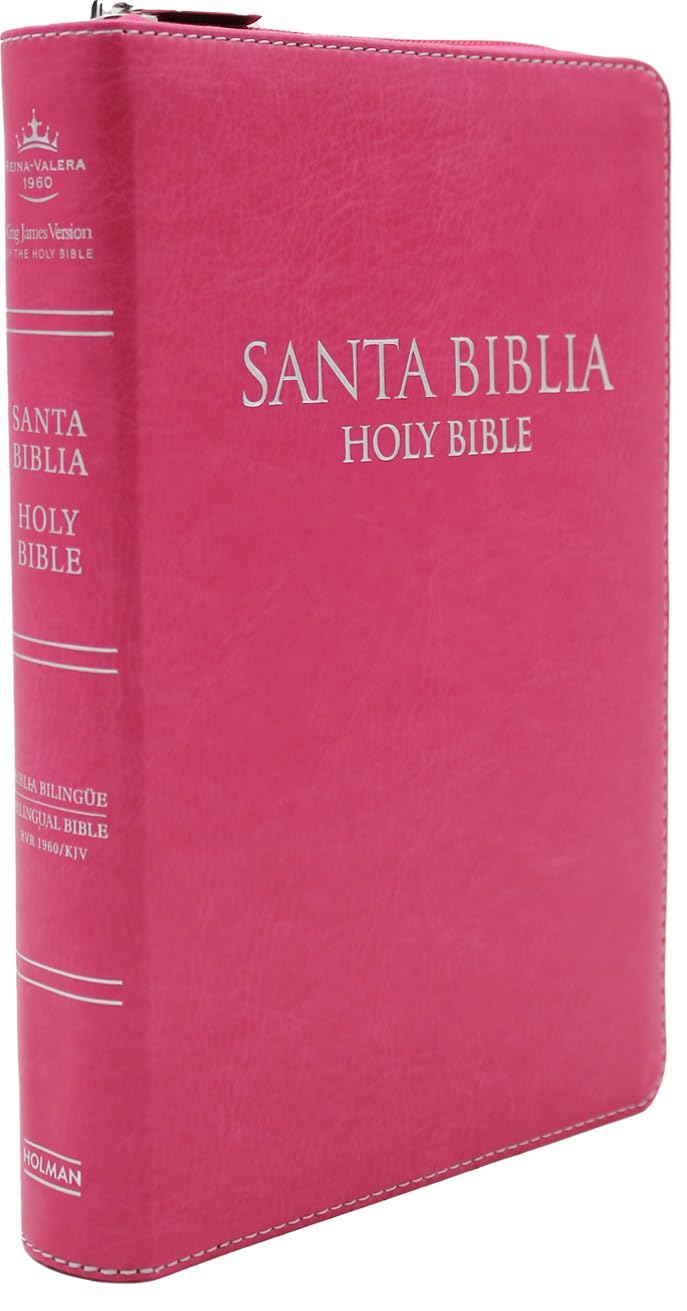 Biblia Bilinge Para Mujeres Con Cierre Reinavalera 1960 Con King James Version Kjv, Imitacin Piel, Fucsia Con Indice Y Zipper/