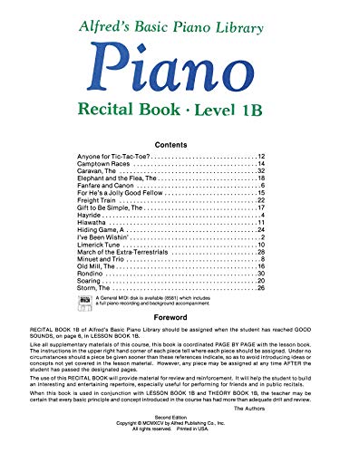 Alfred's Basic Piano Library: Piano Recital Book Level 1B,New